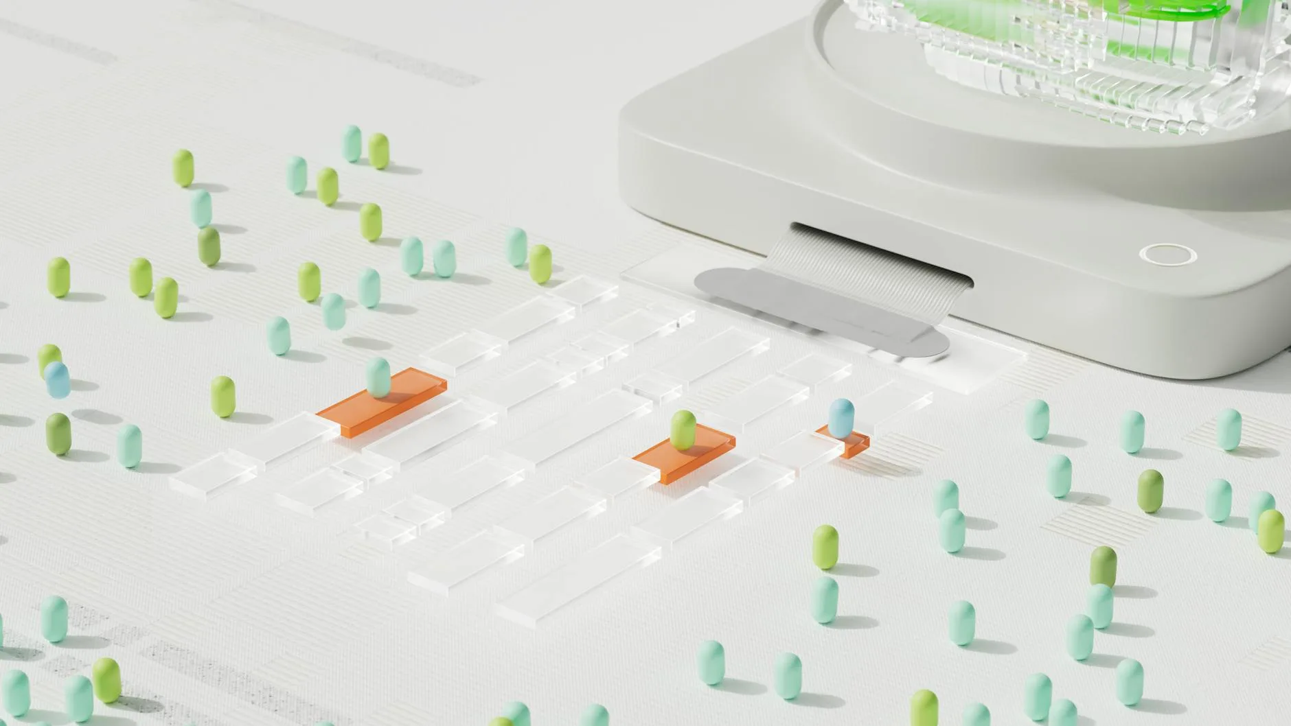 Abstrakcyjna wizualizacja AI z kolorowymi elementami 3D